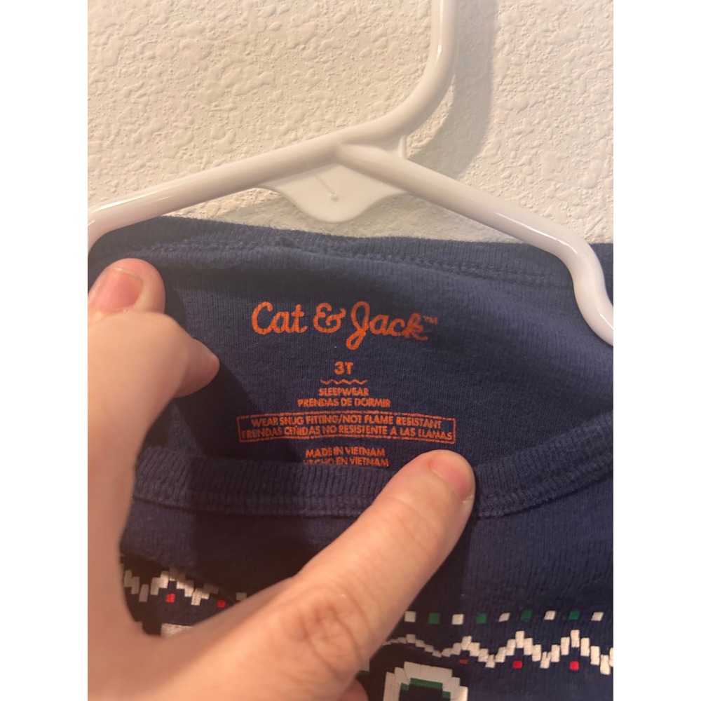 Cat Jack Kids 3T Navy Dinosaur Christmas Pajama Set Long Sleeve Pants - Picture 5 of 6